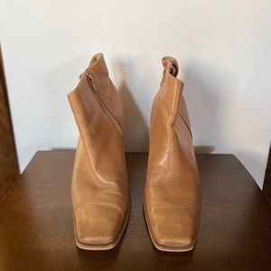 Camel square toe shoe boots